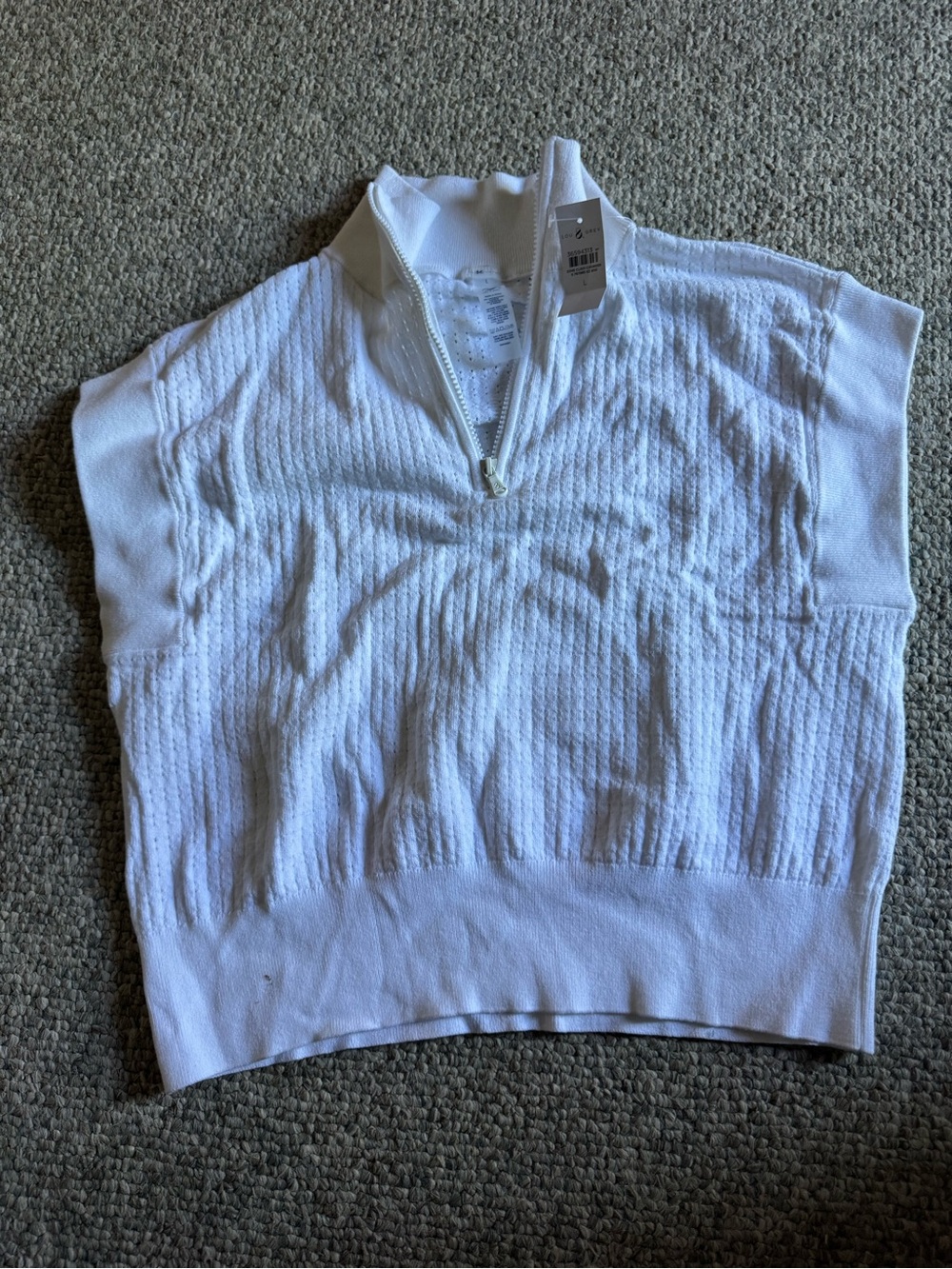 Lou & Grey White Short-Sleeve Half-Zip Knit Top